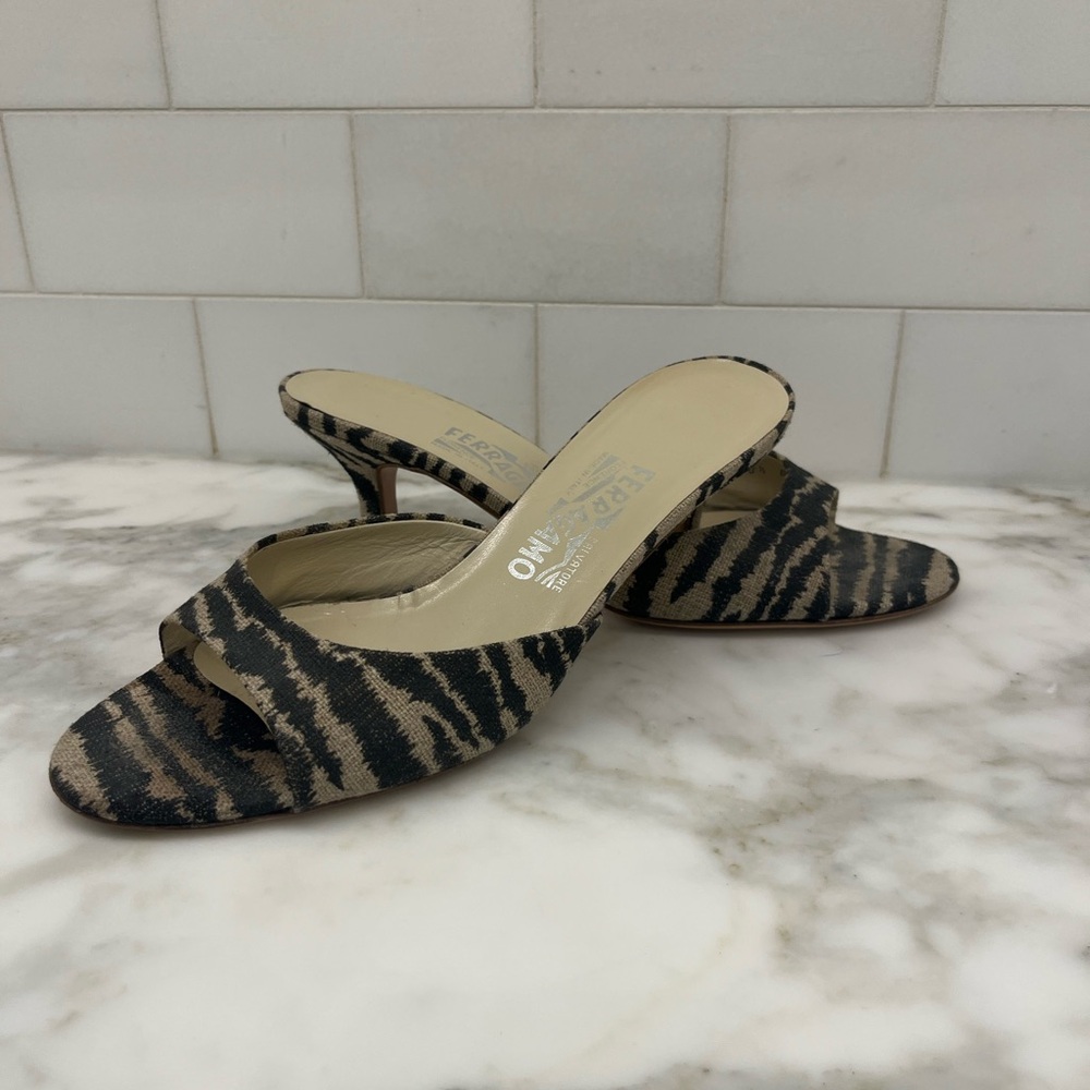 Salvatore Ferragamo Black and Tan Mules